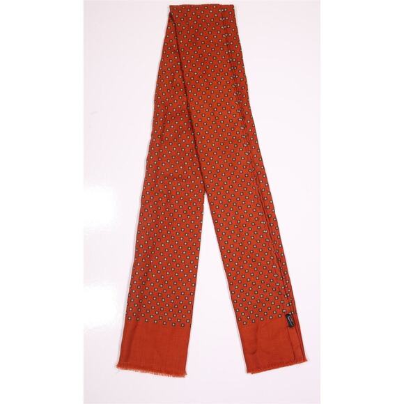 Micky Milano Orange Geoetric Print Wool-Silk Knit Scarf